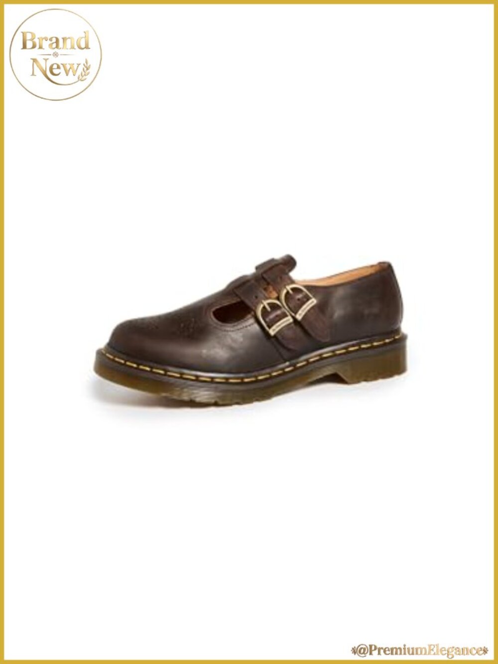 Mary Jane Leather Flat Shoes with Dual Strap Buckle Closure